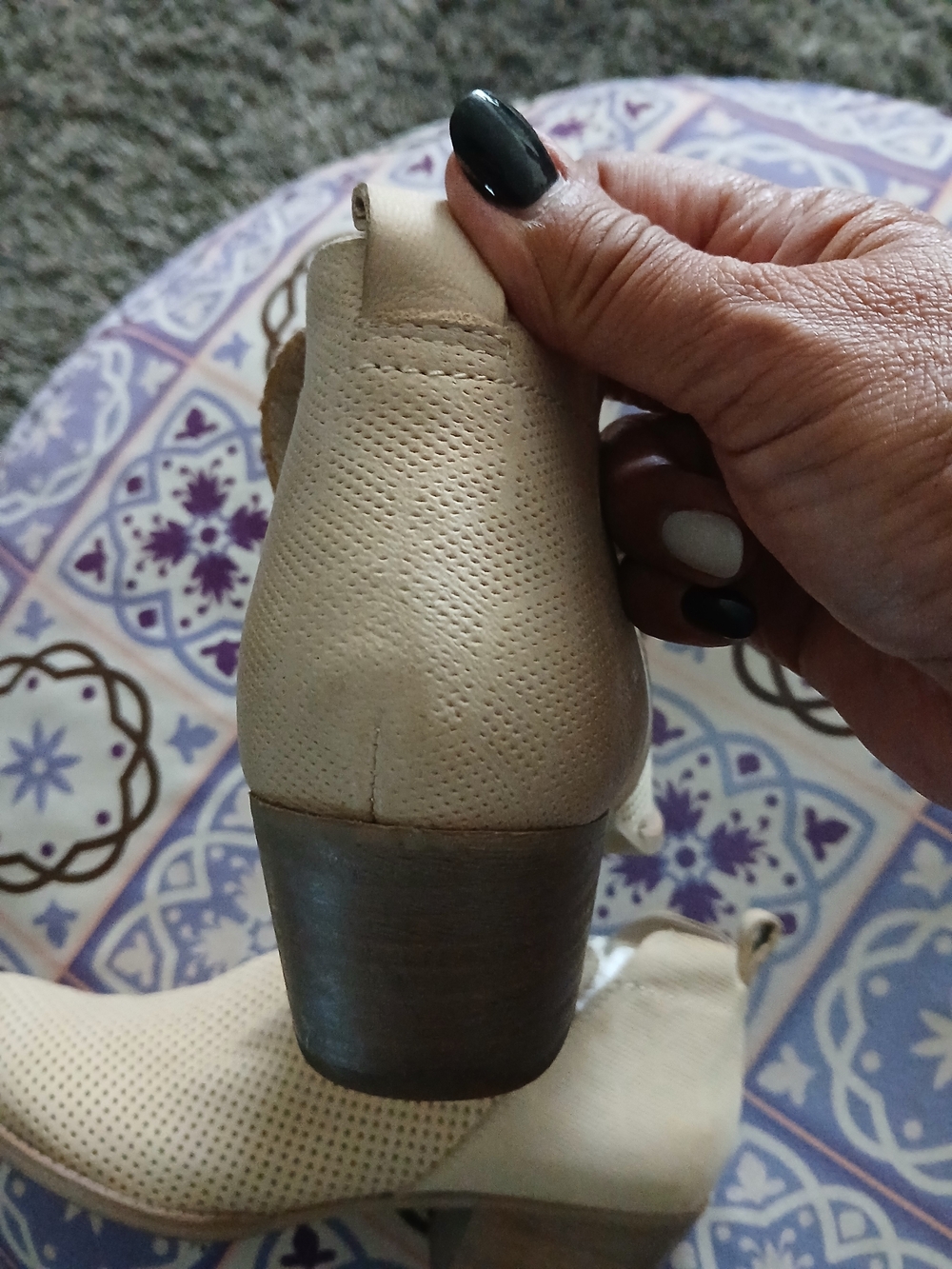 Dolce Vita Perforated Light Beige Slip-On Ankle Booties - Picture 4 of 4
